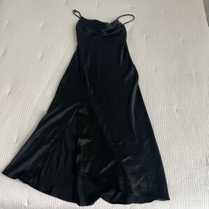 Zara cowl neck midi silk dress